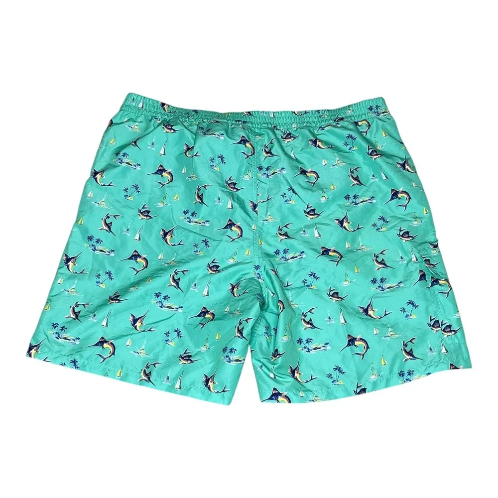 Polo Ralph Lauren Mens XXL Swim Trunks Marlin Sailboat Mint Green Nautical Print